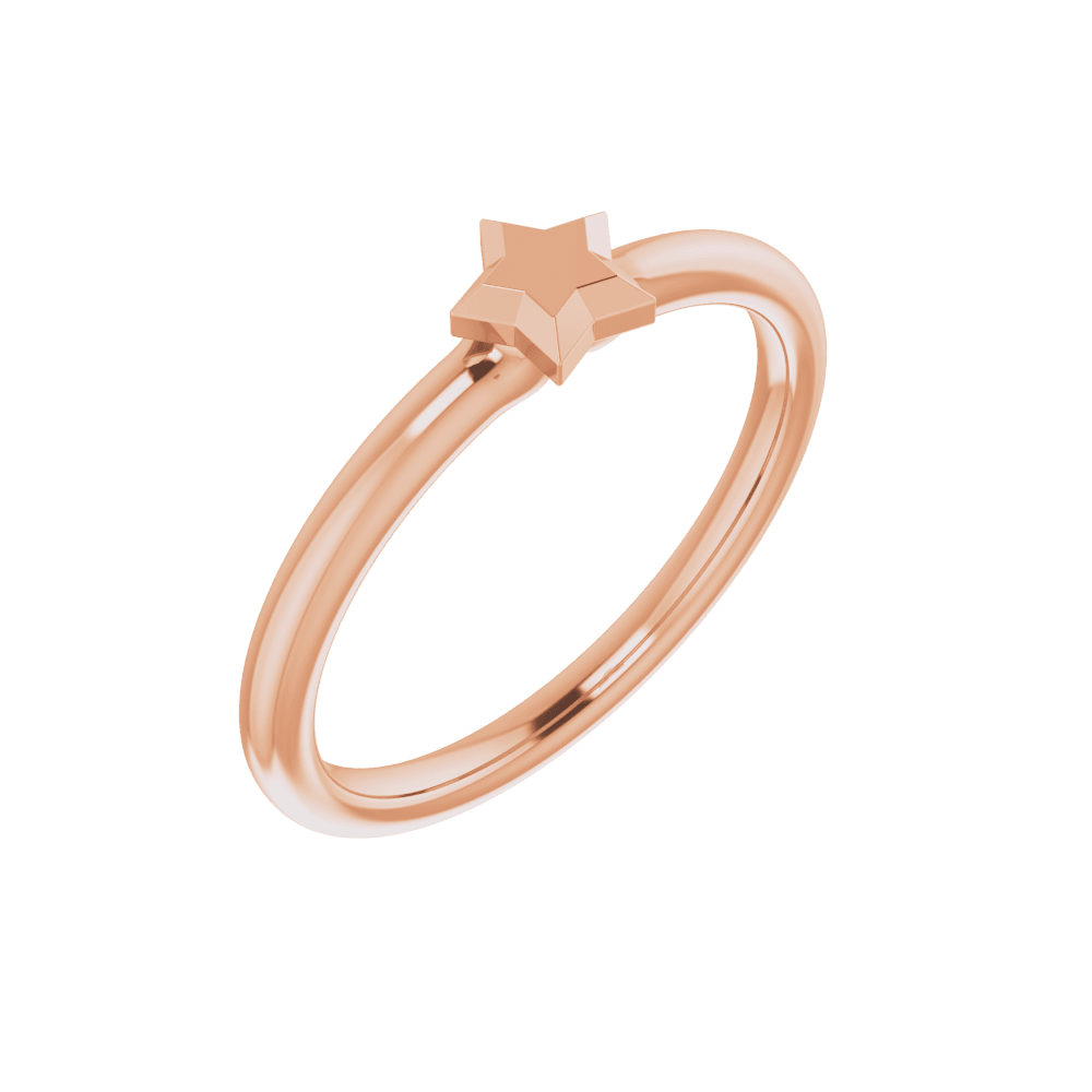 14k rose gold stackable ring with geometric star design