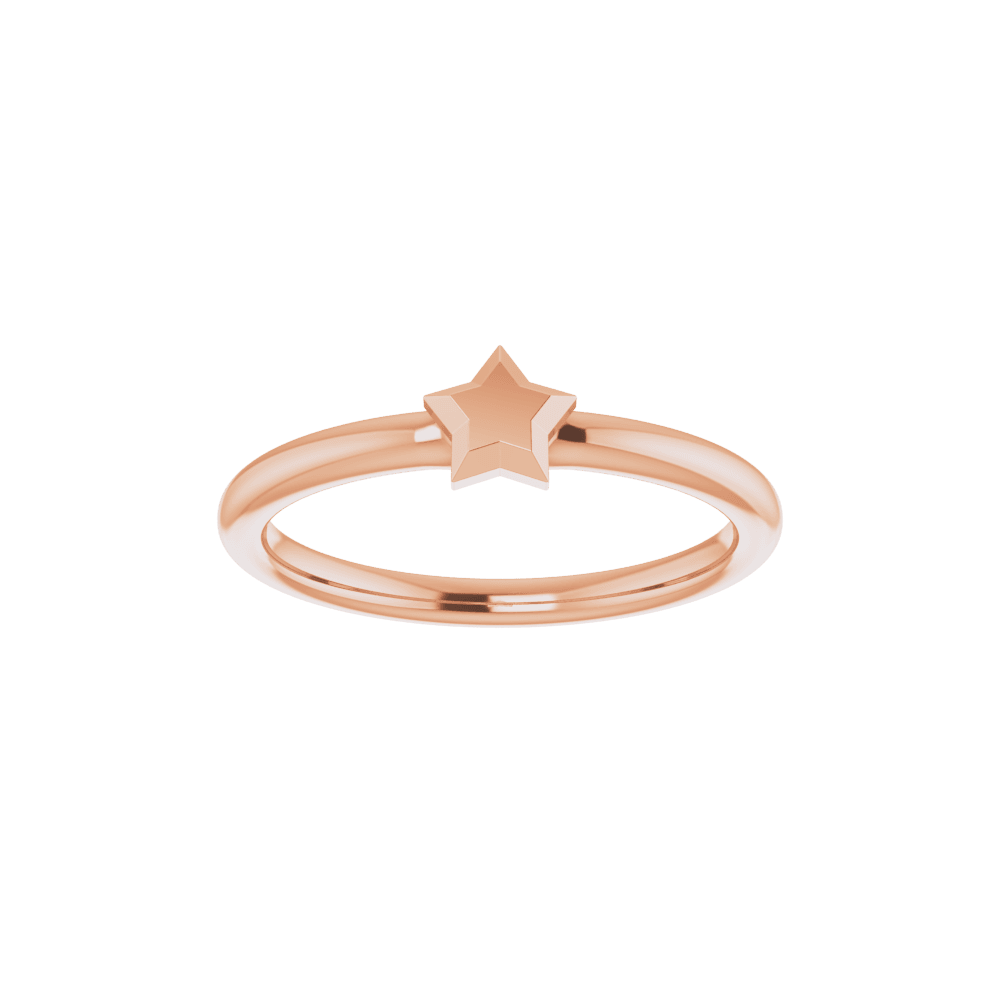 14k rose gold stackable ring with geometric star design