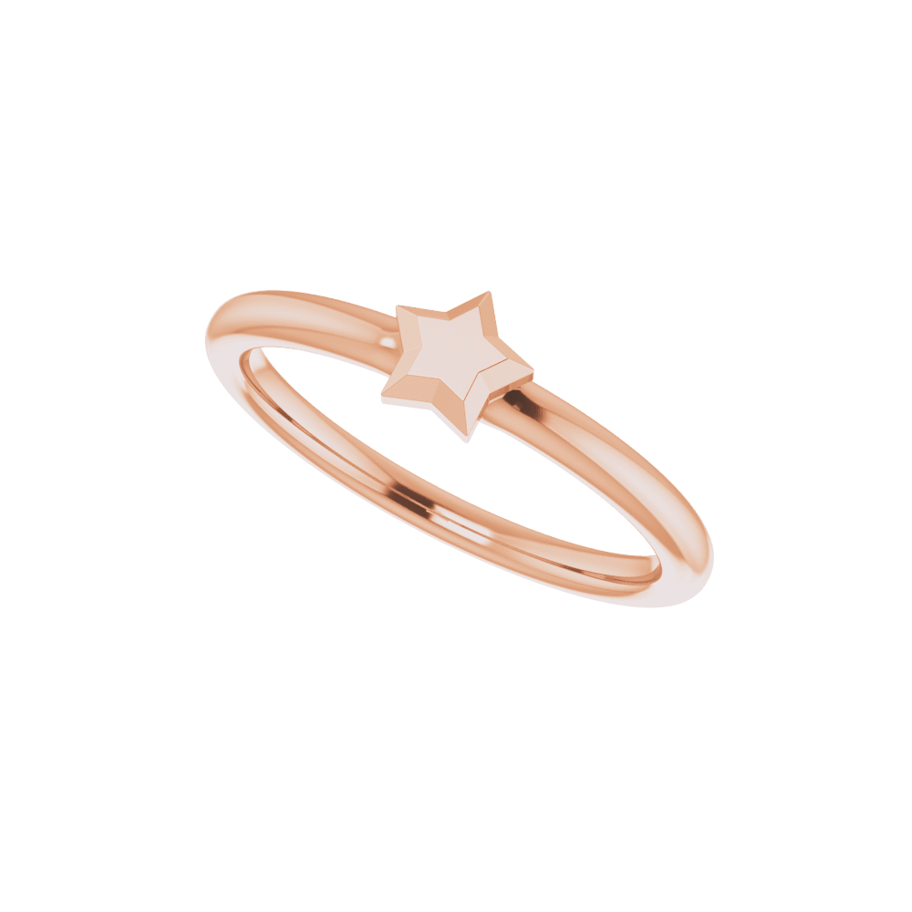 14k rose gold stackable ring with geometric star design