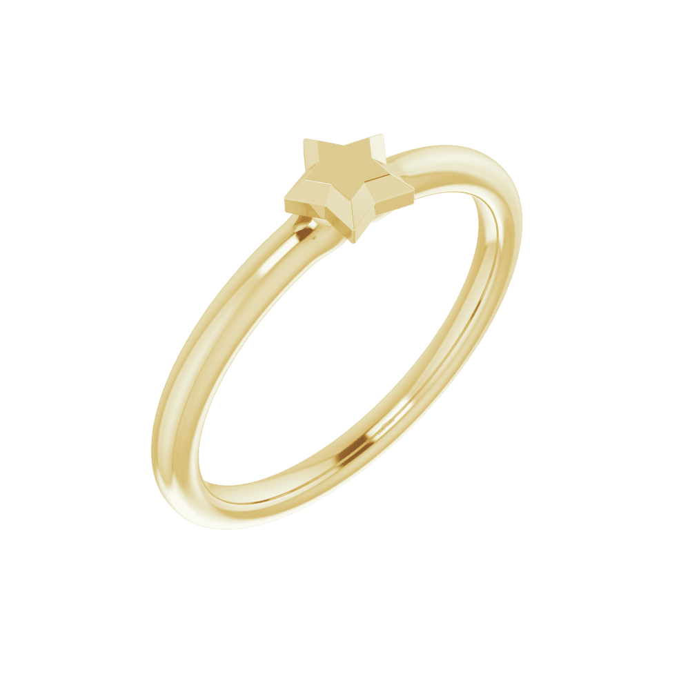 14k yellow gold stackable ring with geometric star design