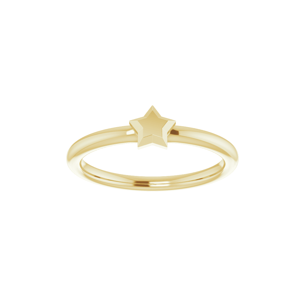 14k yellow gold stackable ring with geometric star design