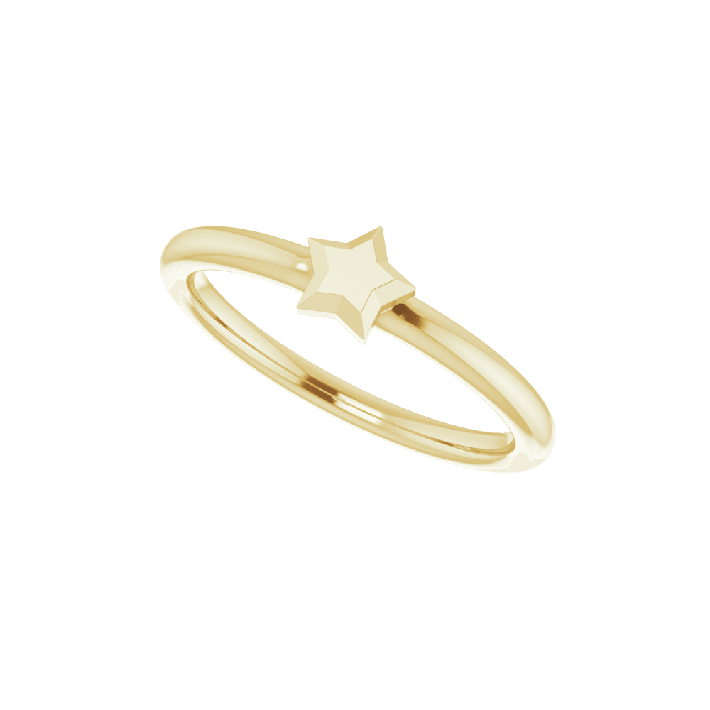 14k yellow gold stackable ring with geometric star design