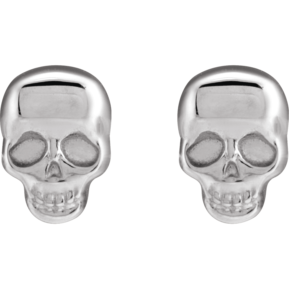 14k White Gold Skull Stud Earrings