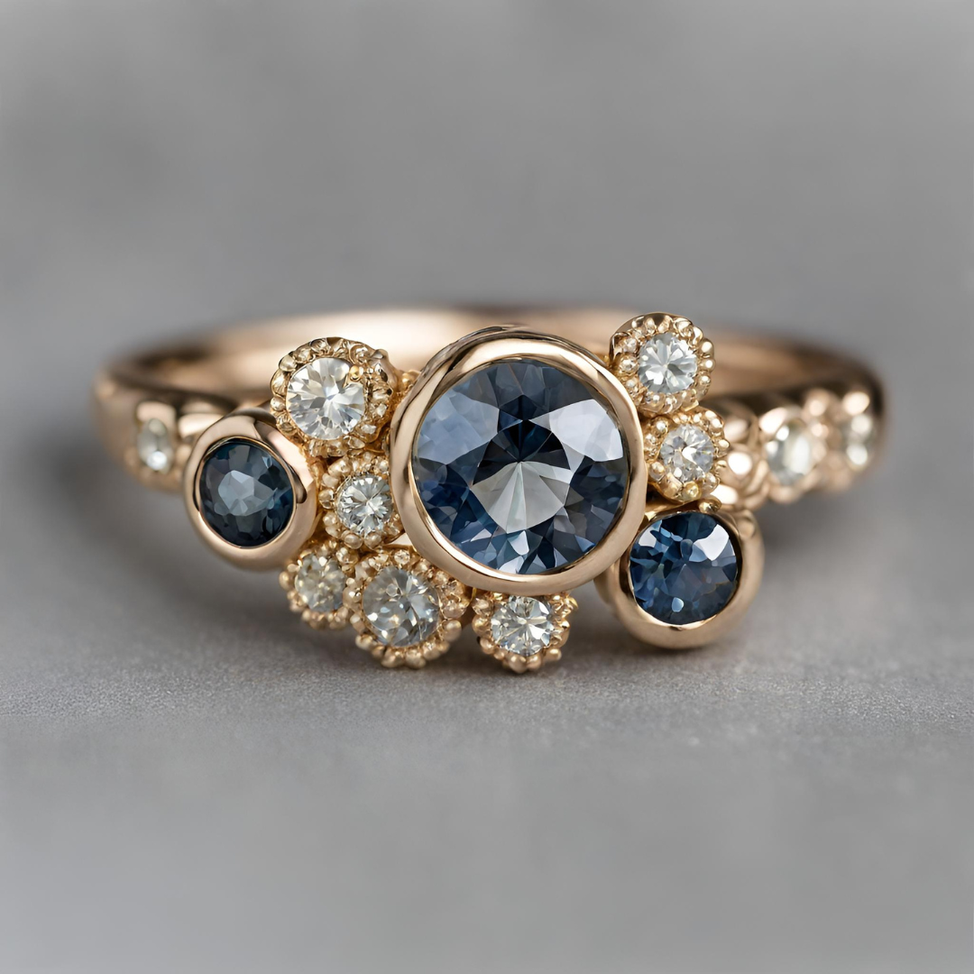 Gleam Ring with Montana Sapphires and Lab-Grown Diamonds in 14k Gold