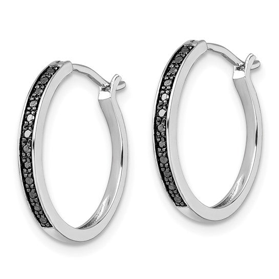 Legacy Hoops in sterling silver with black diamonds, 20mm size - A classic reimagined