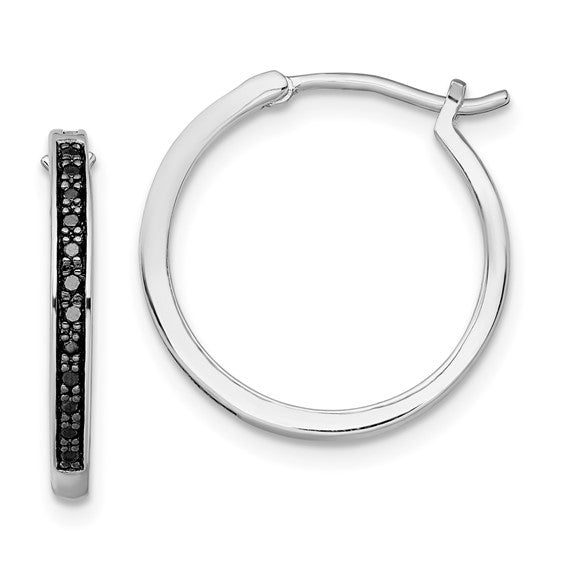 Legacy Hoops in sterling silver with black diamonds, 20mm size - A classic reimagined