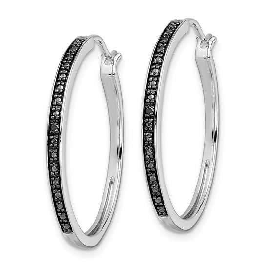 Legacy Hoops in sterling silver with black diamonds, 30mm size - A classic reimagined