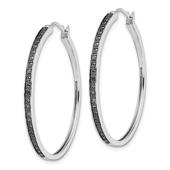 Legacy Hoops in sterling silver with black diamonds, 40mm size - A classic reimagined