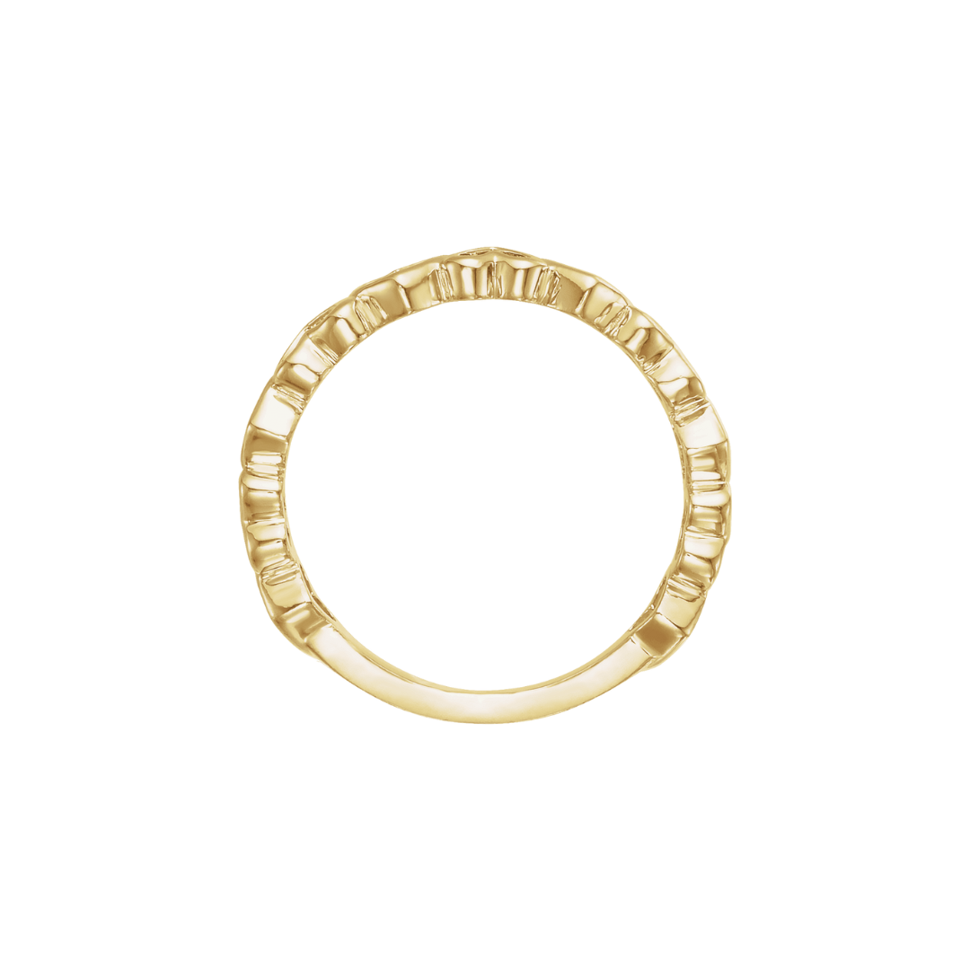 14k yellow gold stackable ring with open heart design