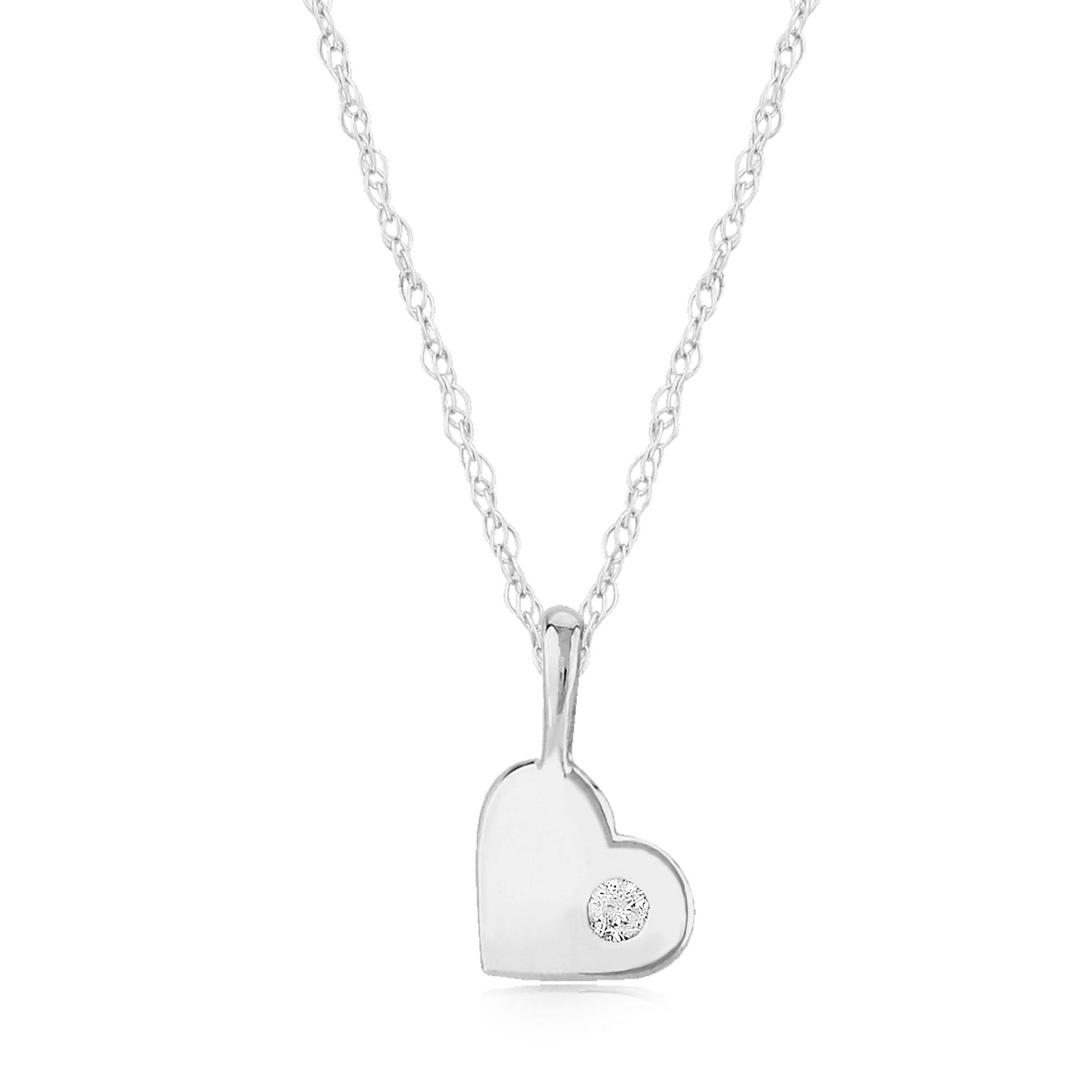 Sparkling Heart Necklace in 14k white gold with a diamond accent