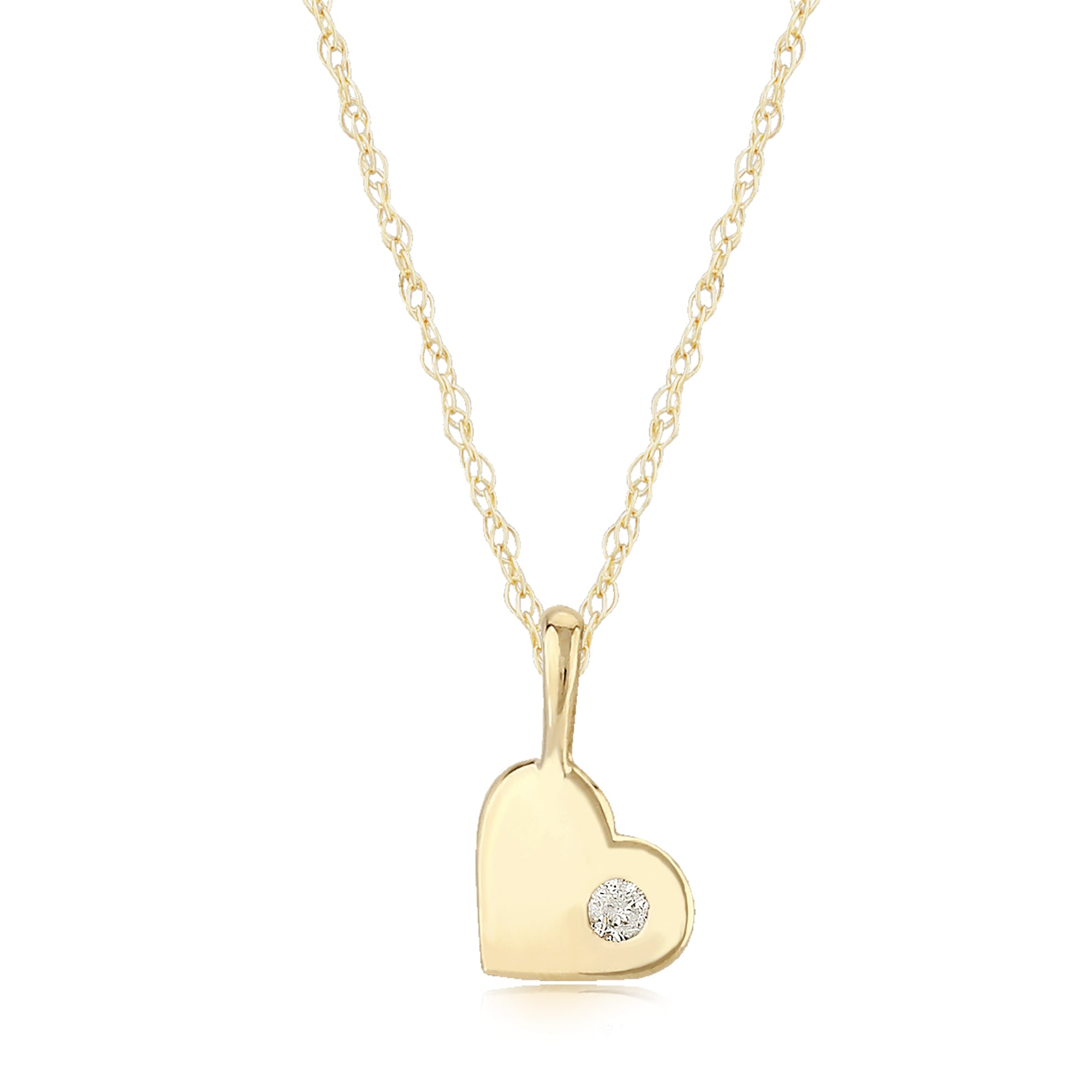 Sparkling Heart Necklace in 14k yellow gold with a diamond accent