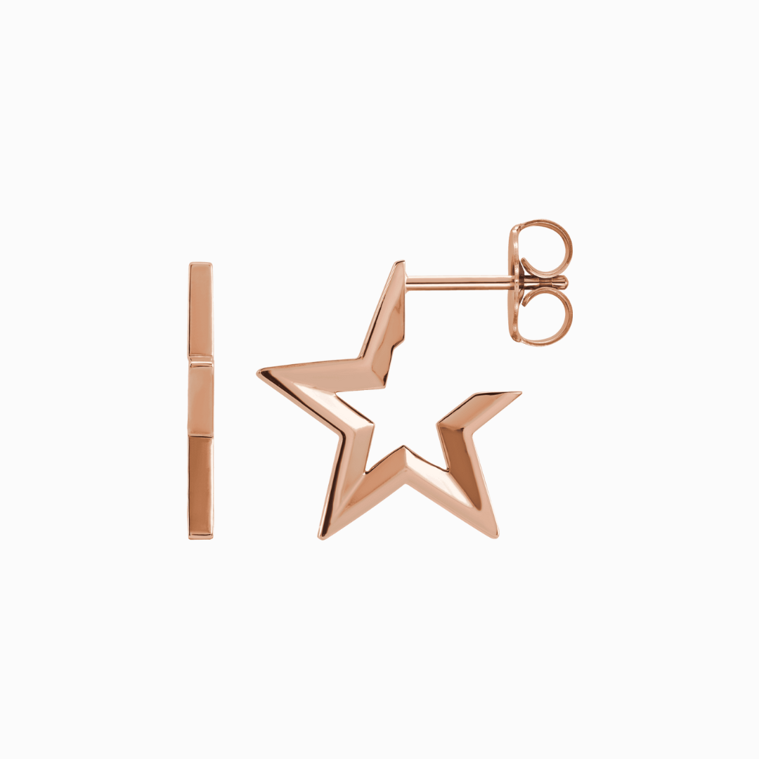 Rose gold Starburst Earrings with open-star design