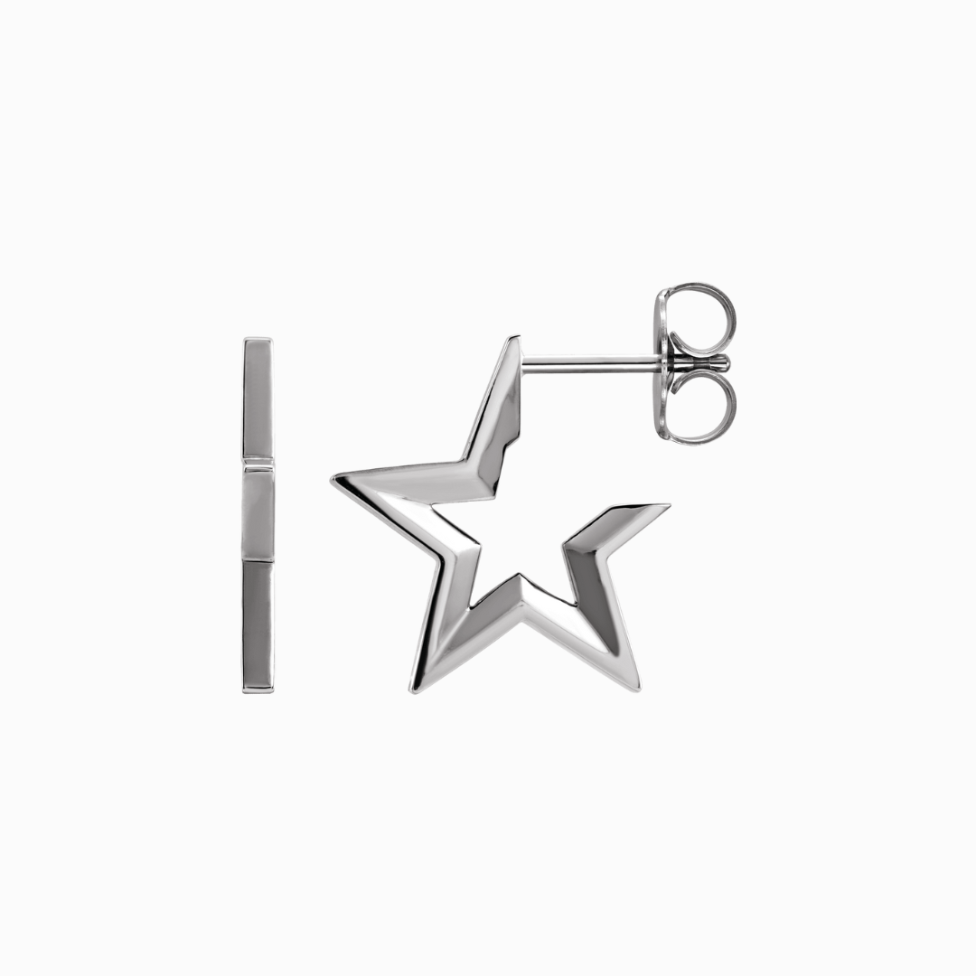 White gold Starburst Earrings with open-star design