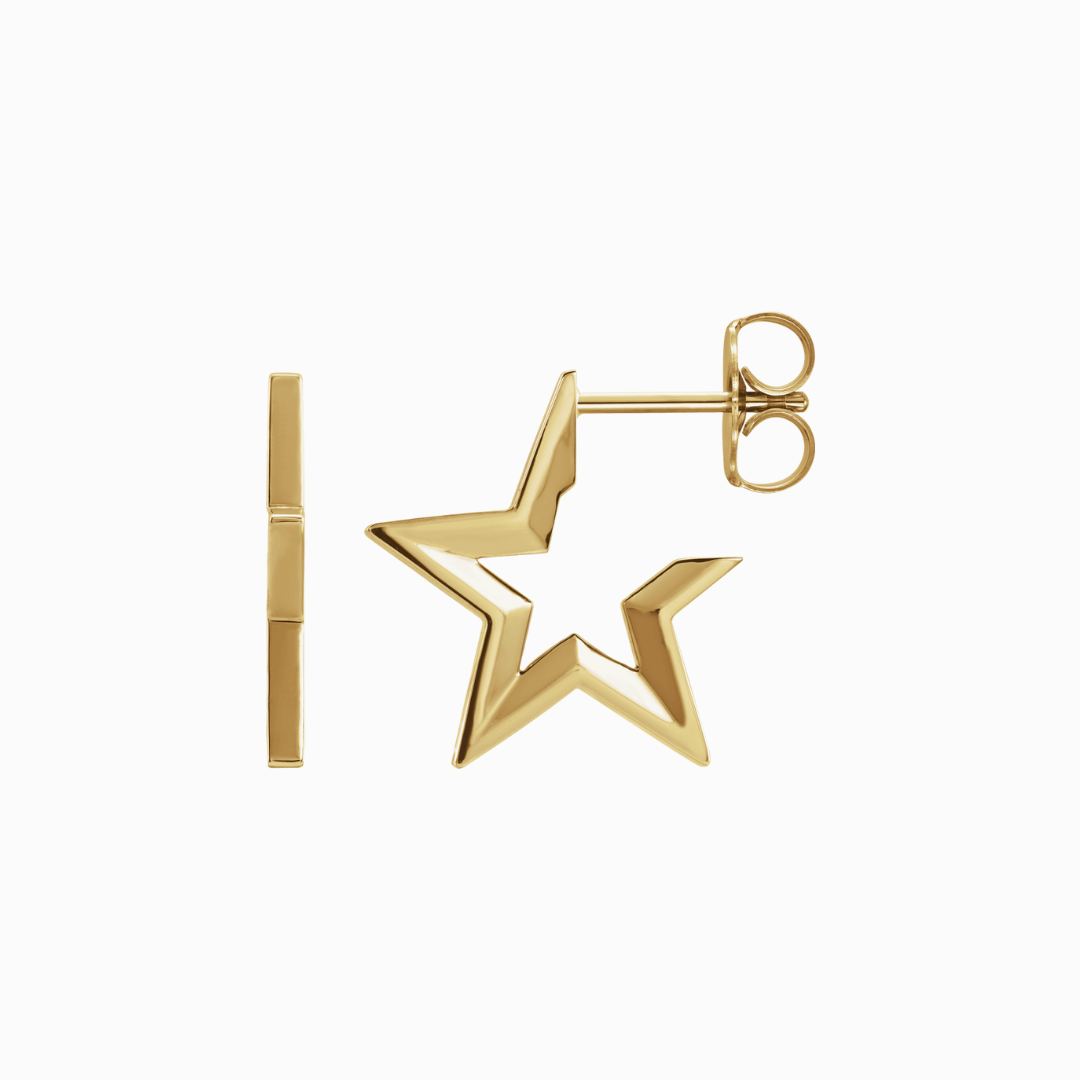 Yellow gold Starburst Earrings with open-star design