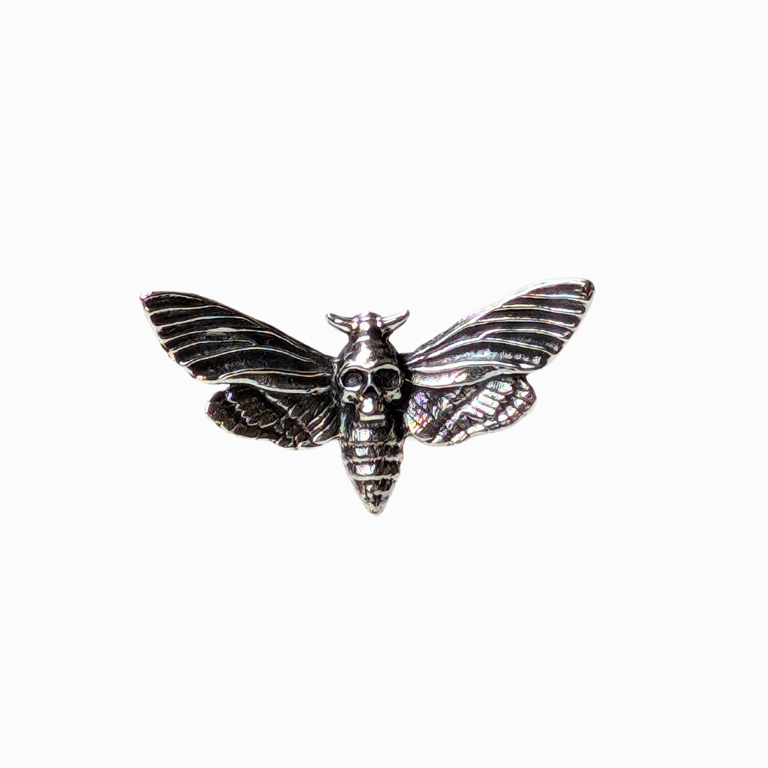 Sterling silver Tenebris Ring with Death’s Head Moth design, gothic ring